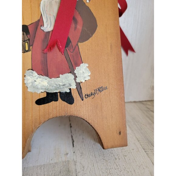Vintage wooden Santa Claus sled birdhouse hanging Xmas home decor - Picture 4 of 9